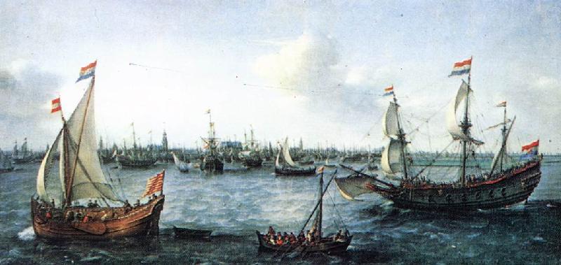 VROOM, Hendrick Cornelisz. The Harbour in Amsterdam we Germany oil painting art